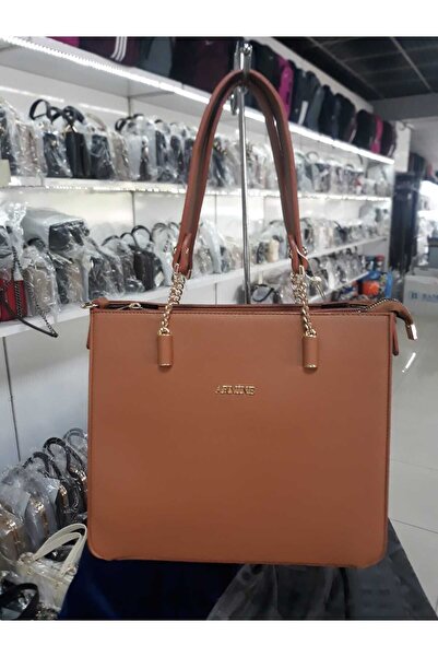 Armine Stylish Tan Lace-Up Modern Shoulder Bag Women's Bag Tan