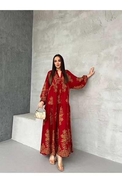 PREMİER VİE Hijab New Season Καλοκαιρινό φόρεμα βισκόζης με μοτίβο Tac