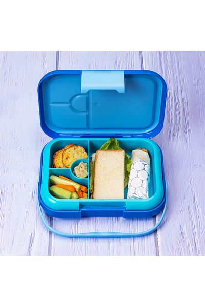 Eazy Kids صندوق غداء بنتو مكون من 4 أقسام - أزرق غير لامع