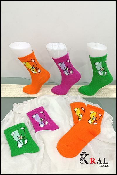 KRAL SOCKS Унисекс (6 чифта) Комплект цветни памучни чорапи Symmetry Face Tennis Model, устойчиви на пот