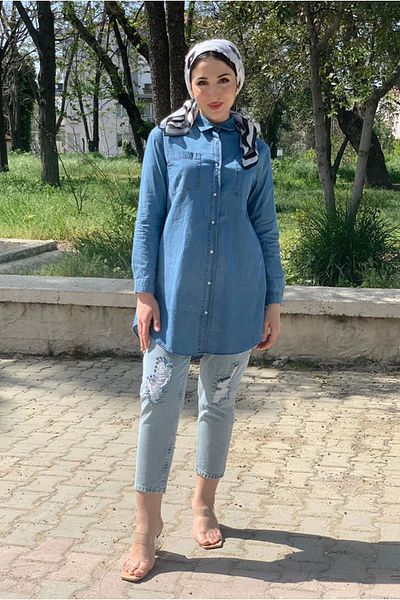 Moda Rosa 25Y4368 - Blue - Jeans Shirt with Straps