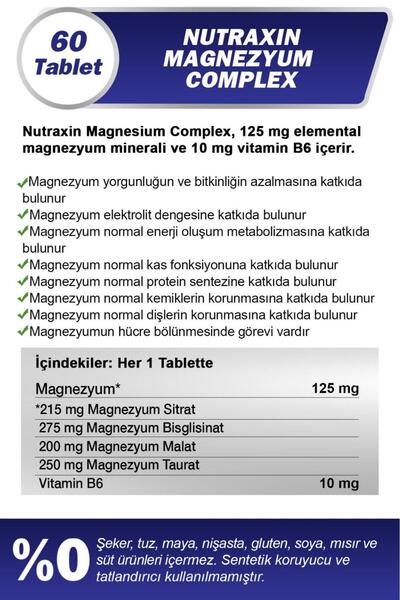 Nutraxin Magnezyum Complex 60 Tablet 2 Adet
