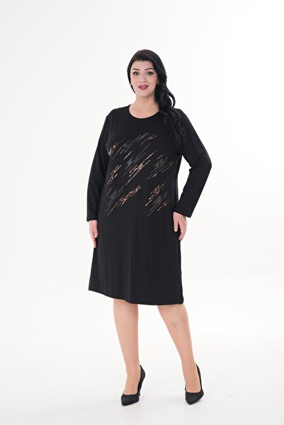 Siyezen Large Size Stone Printed Oversize Dress