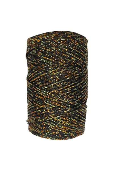 Leyaton حبل مكرامية 3 مم من البوليستر باللون الأسود والذهبي اللامع LWLHM-RSYT34