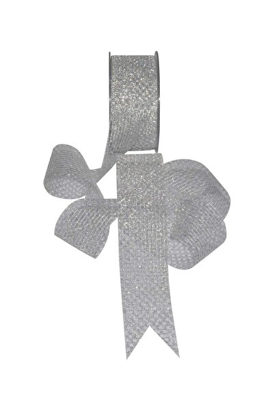 Marsilyan Mesh Glitter Ribbon 25 mm White 5 Meters