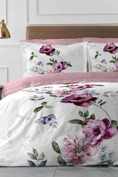 MonoHome Double Duvet Cover 100% Cotton Oeko-Tex ® Certified Special Woven Floral