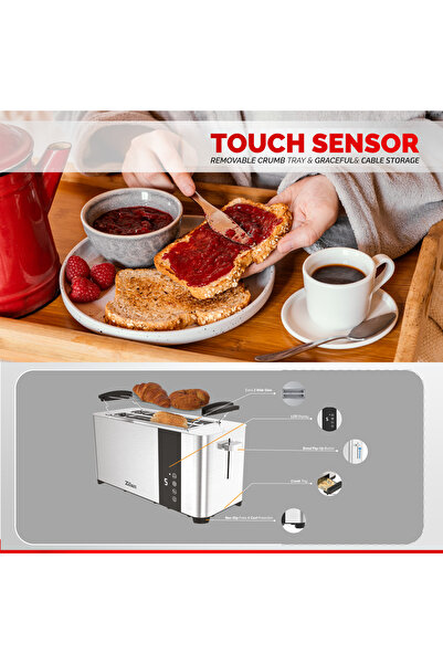 Zilan Φρυγανιέρα ZLN6234 Ασημί, ψηφιακή με οθόνη αφής, ισχύς 1400W, από ανοξείδωτο ατσάλι