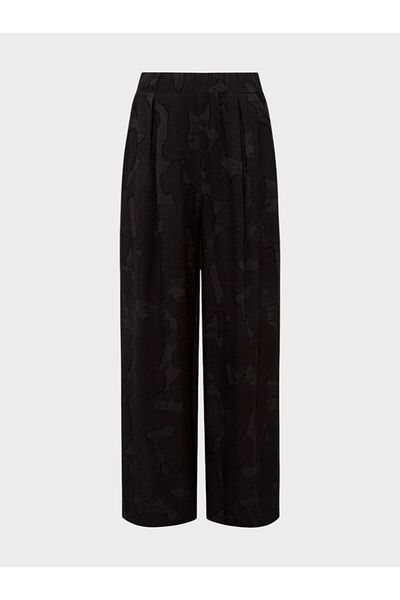 RİVUS Jacquard Pleat Detailed Wide Leg Trousers - Black