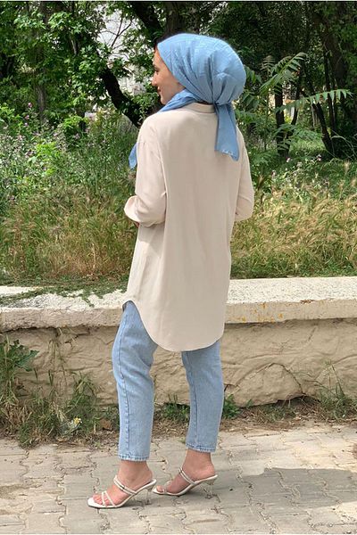 Moda Rosa 25Y4329 - Beige - Semi Buttoned Tunic