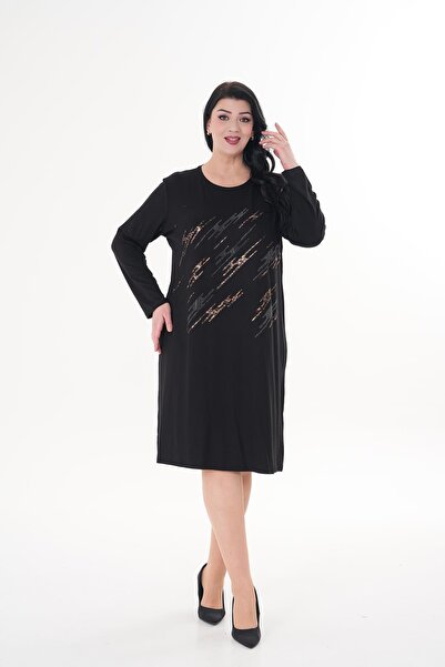 Siyezen Large Size Stone Printed Oversize Dress