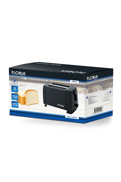 Floria Floria ZLN1826 Toaster Black, 700W, 7 temperature control levels, off button