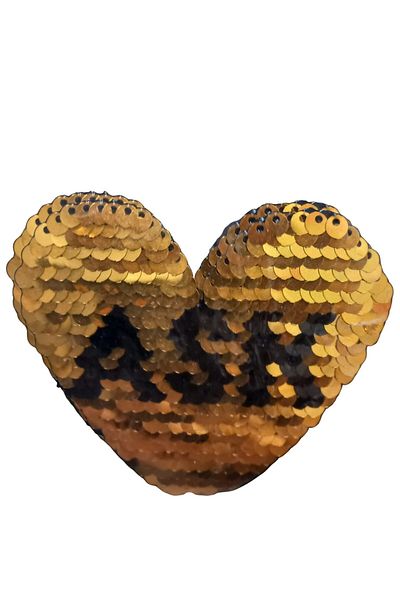 MBB ETİCARET Applique Iron-On Sequin Yellow Crest with Love Written 4X4 cm