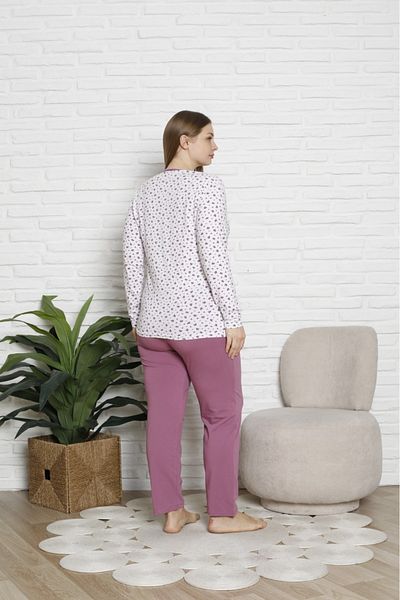 BEYAZTOPTAN Women's Long Sleeve Boydan Buttoned Oversized Pajama Set