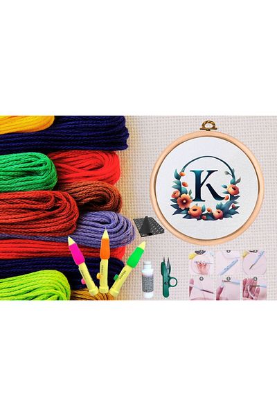 MBB ETİCARET Punch Set Embroidery Set with Hoop DIY Set Series 77