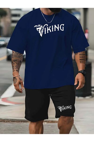 PENTHİLUS Men's Round Neck Light Stretch Loose Short Sleeve Oversized Printed T-Shirt