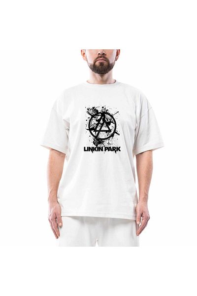 Z zepplin Tricou supradimensionat alb cu siluetă Linkin Park