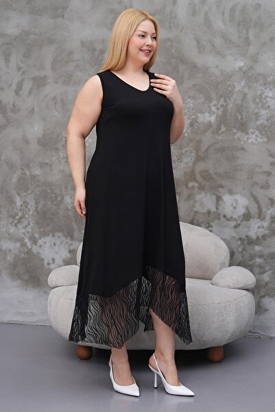 Siyezen Büyük Beden Etekleri Zebra Desen Elbise