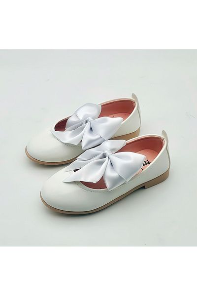 Arçın Shoes White Big Bow Girls' Ballerinas – Where Elegance and Elegance Meet