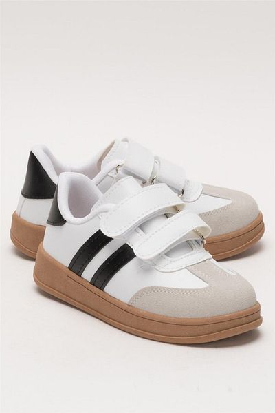 Liger Unisex Velcro Comfortable Lightweight Children's Sports Shoes White - Black