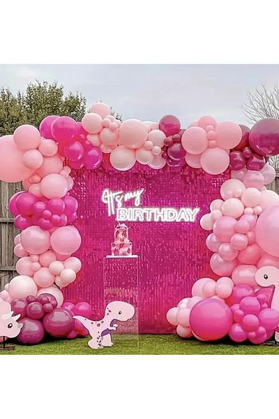 Çemrek Süs Parti Pink Shades Balloon Chain Set 3 Tones Pack of 100