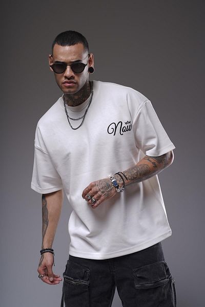 king brich Μπλουζάκι Unisex Oversize Fit με εμπριμέ λεπτομέρεια κεντήματος