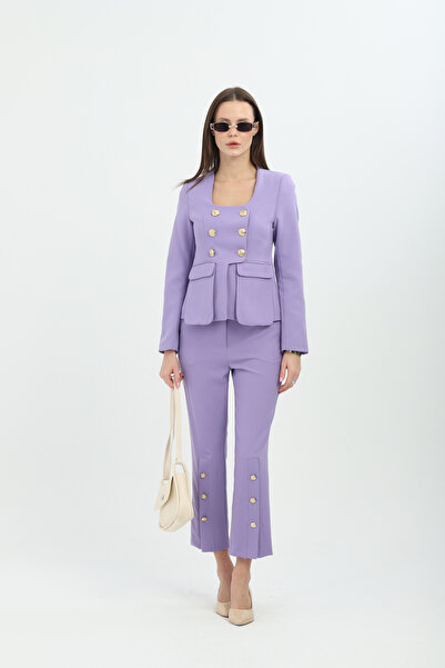 Milamia Set de damă liliac cu nasturi aurii