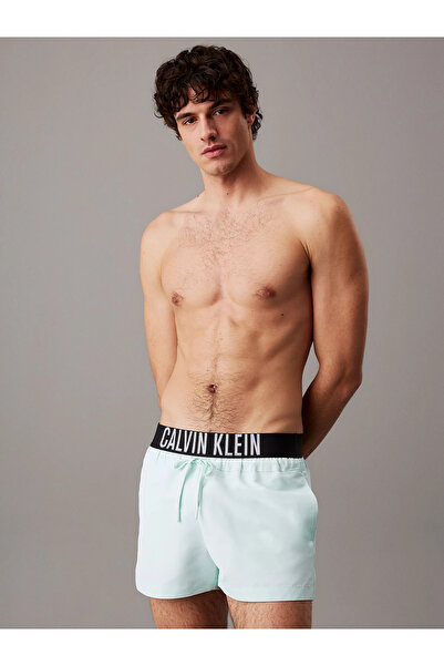 Calvin Klein Erkek Lastikli Bel Kısmı ve Büzgülü İpli Hızlı Kuruyan Kumaş Turkuaz Şort KM0KM01094-CHJ