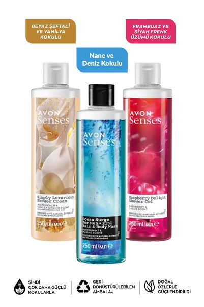 AVON Raspberry Currant Peach Vanilla Orchid Mint and Sea Scented Shower Gel Pack