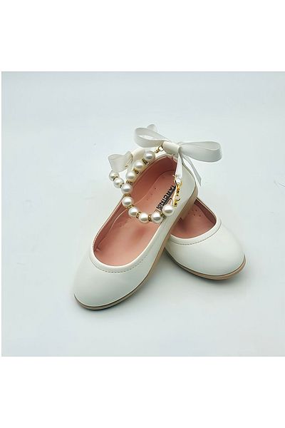 Arçın Shoes White Girls' Ballerinas with Pearl Detail – Special Design for Princesses