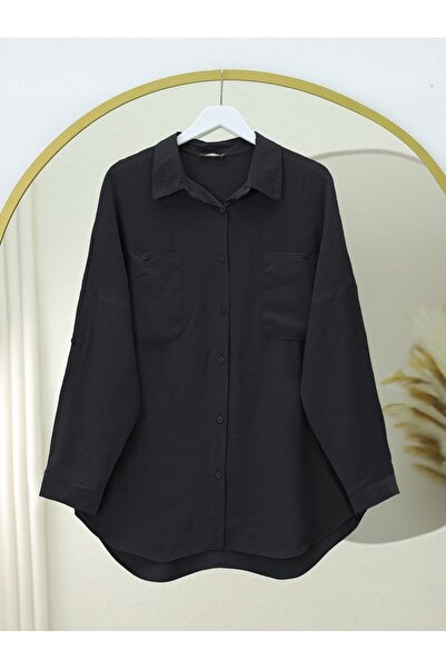 Modamorfo Сорочка-туніка з двома кишенями, овальним вирізом і складеними рука...