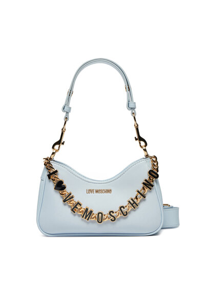 Love Moschino Kadın Deri Logo ve Zincir Detaylı Mavi Omuz Çantası JC4070PP1ML...