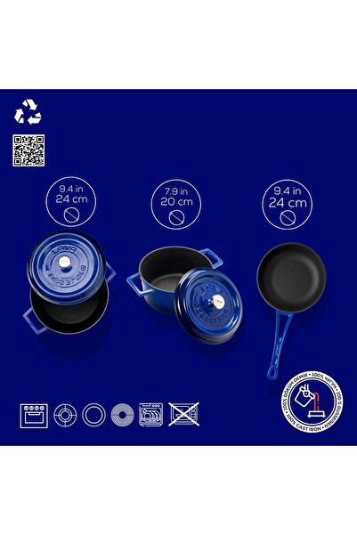 Organik Hayat Dostu Lava Döküm Demir 3x Trendy Serisi 6 Parça Tencere ve Tava Seti