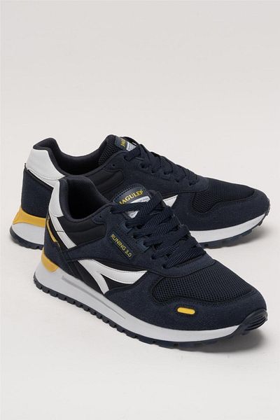 Liger Men's Orthopedic Daily Walking Running Sneaker Sports Shoes Dark Blue - Yellow