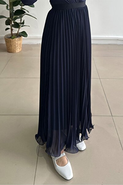 Bestenur Спідниця з воланами з шифону 1402 - Синя