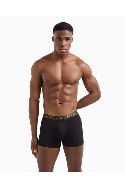 Emporio Armani Men's Soft Modal Content Logo Elastic Waistband Black Boxer Em 000363   Af10783-Uc001