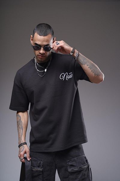 king brich Μπλουζάκι Unisex Oversize Fit με εμπριμέ λεπτομέρεια κεντήματος