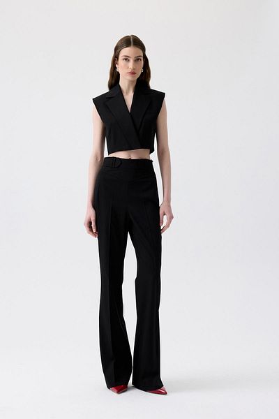 rue Black Trousers with Ironing Detail