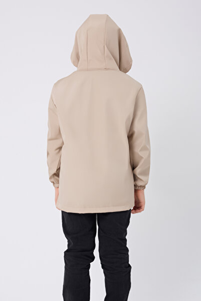 freemen Sports Boy's Stone Lined Water and Windproof Hooded Raincoat with Double Zipper Pockets