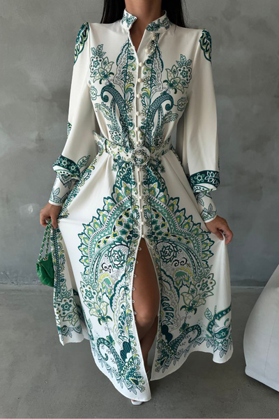 Neşeli Butik γυναικείο φόρεμα με μοτίβο με λεπτομέρεια με κουμπιά NBMS42122