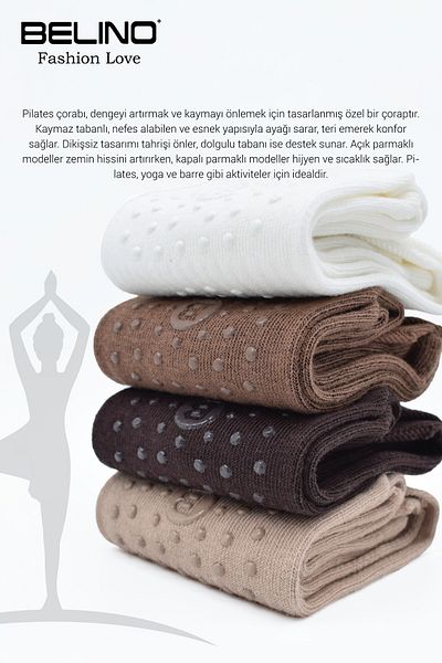 belyy 4 Pairs of Pilates Socks Non-Slip Sole Suitable for Yoga, Dance and Exercise for Women...