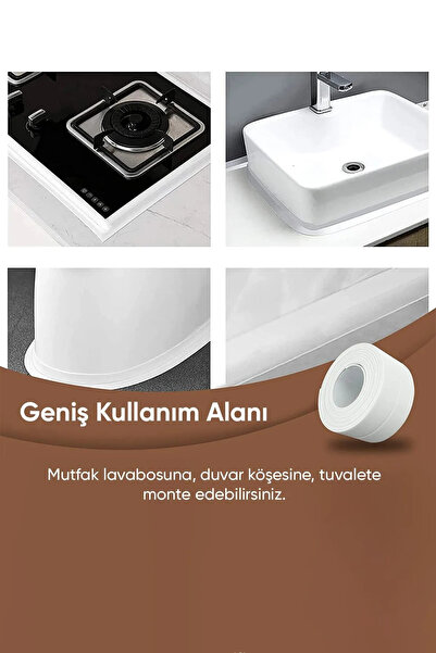 Askımo Su Sızdırmaz Banyo Mutfak Pvc Kapı Pencere Kenar Bandı 3.2 Mt Beyaz Tuvalet Duşakabin Küvet Bant