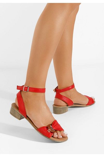 B T Shoes Women's red leather Vestina sandals