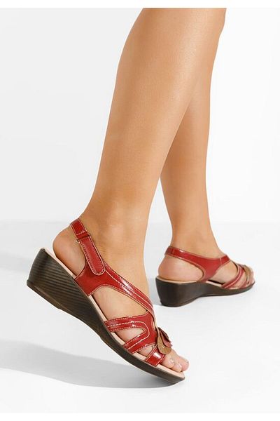 B T Shoes Red Meliana platform sandals