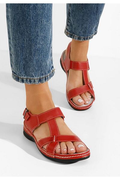 B T Shoes Women's Zinna red leather sandals