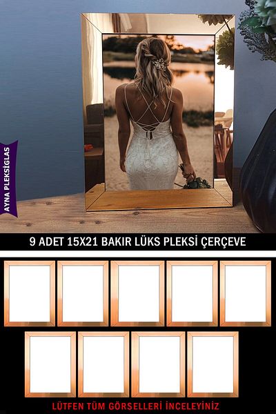 yhfoto 9 Pieces 15X21 A5 Copper Mirror Plexi and Luxury Plexiglass Frame