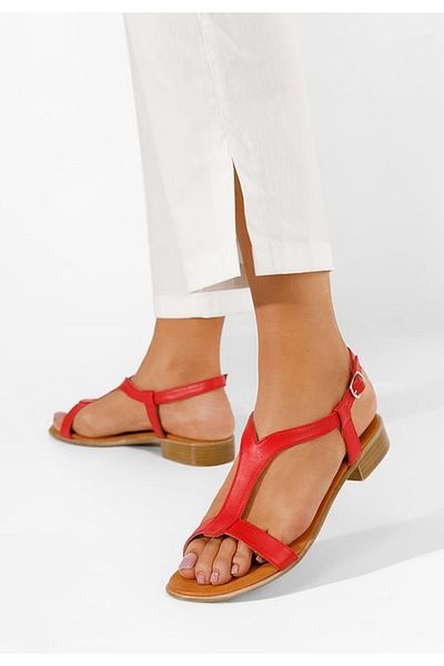 B T Shoes Women's red Nocella leather sandals