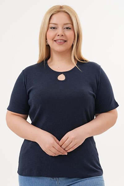 Siyezen Plus Size Drop Collar Cotton Lycra Blouse