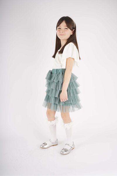 MİNİKO KİDS GIRL'S 23 APRIL TULLE SKIRT SHORT SLEEVE DOUBLE SET