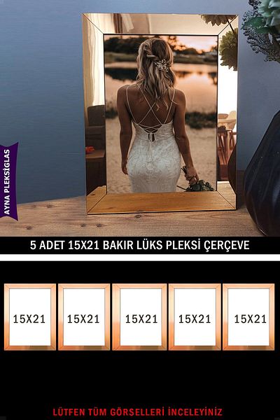 yhfoto 5 Pieces 15X21 A5 Copper Mirror Plexiglass & Luxury Plexiglass Frame