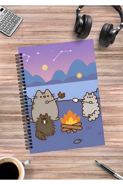 mertfigur Pusheen Cat Anime Spiral Notebook A5 (50 Sheets)
